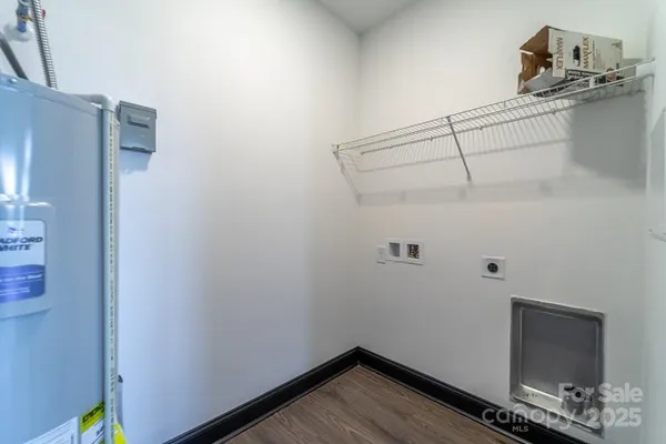 a view of a room with racks on the wall