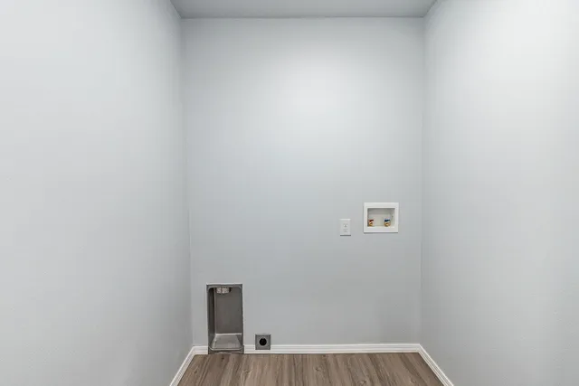 a view of a small space with a window