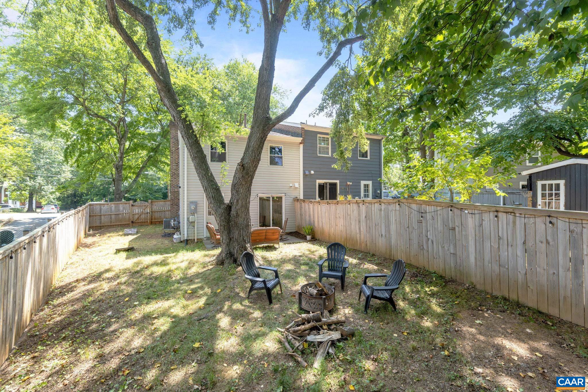 705 Prospect Avenue Charlottesville, VA 22903 - Photo 27 of 38 a view of a backyard with table and chairs and wooden fence