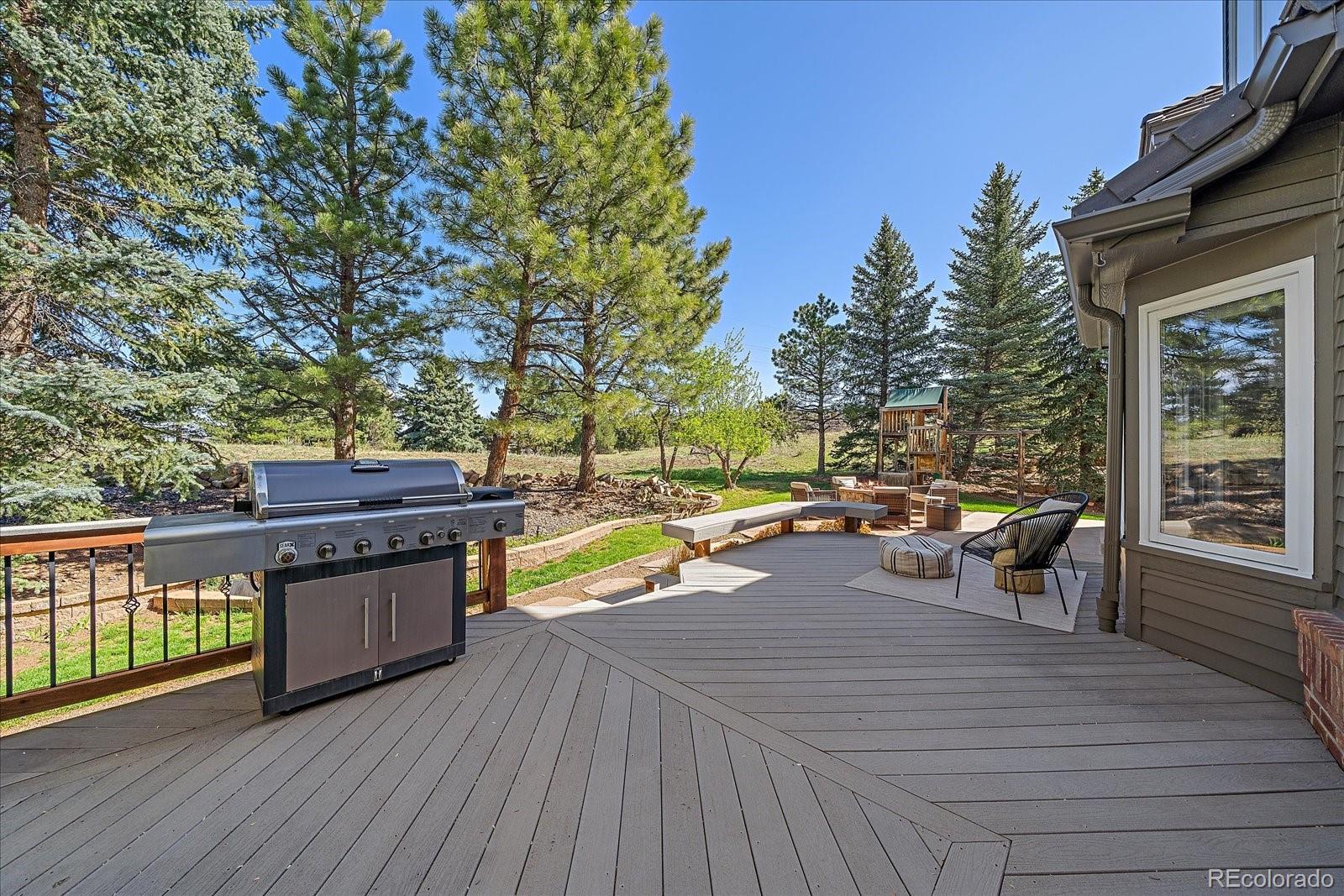73 North Ranch Road Littleton, CO 80127 - Photo 35 of 49 a view of a deck with chairs and wooden fence