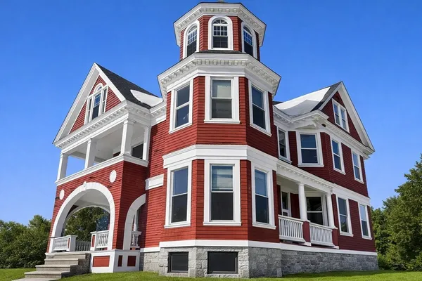 a front view of a building