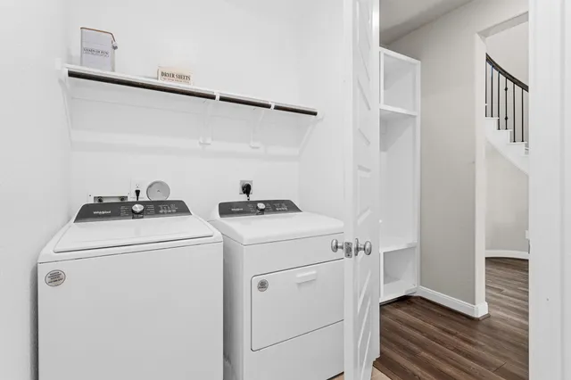 a utility room with dryer and washer