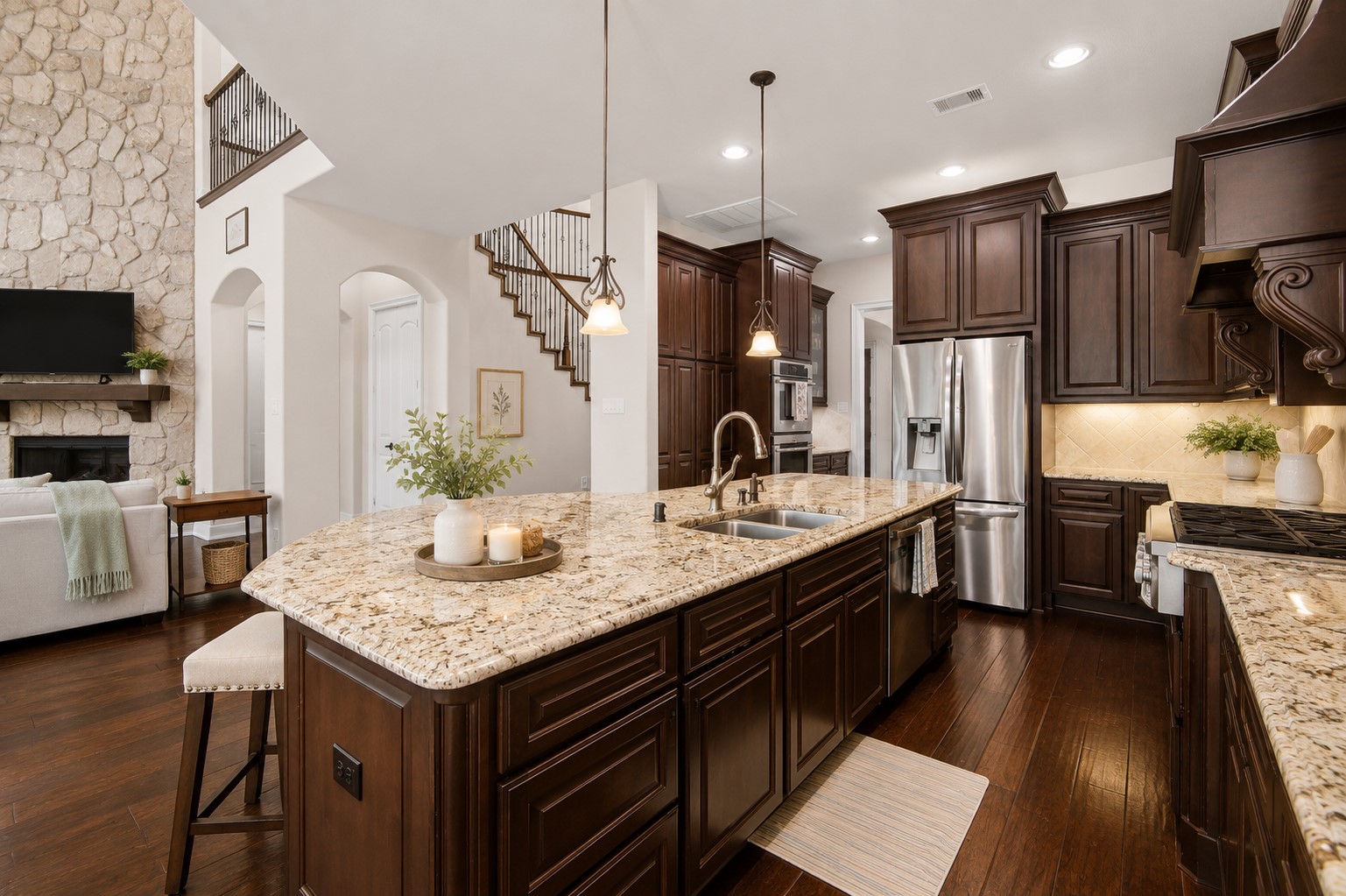 4315 Sanctuary Halls Spring, TX 77388 - Photo 9 of 50 a kitchen with granite countertop a sink appliances and cabinets