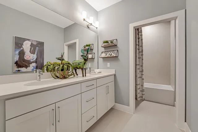 an aerial view of a house with garden