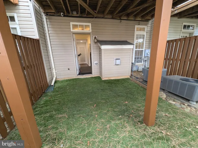 a view of a porch of a house