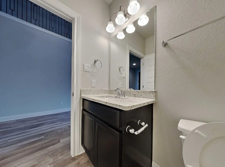 3610 Thunian Pass Pflugerville, TX 78660 - Photo 17 of 27 a bathroom with a sink a light fixture and a mirror