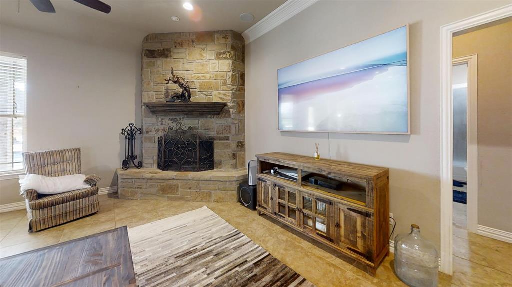 1431 Cheyenne Trail Nemo, TX 76070 - Photo 6 of 37 a living room with furniture and a fireplace