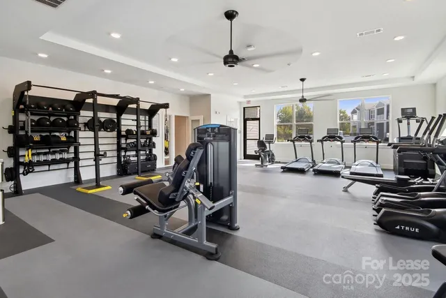 a view of a room with gym equipment