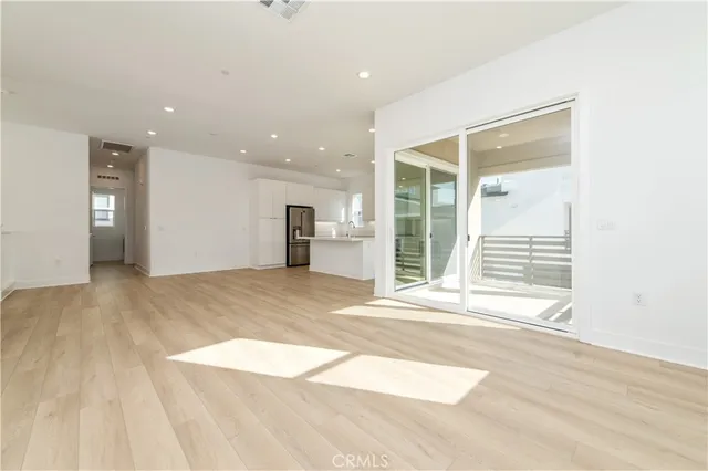 a view of a room with a window