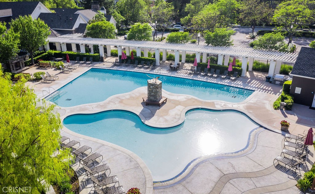 23915 Lakeside Road Valencia, CA 91355 - Photo 72 of 74 an aerial view of a house with swimming pool and outdoor seating