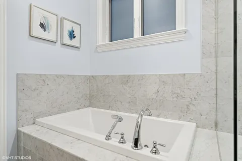 a bathroom with a bathtub
