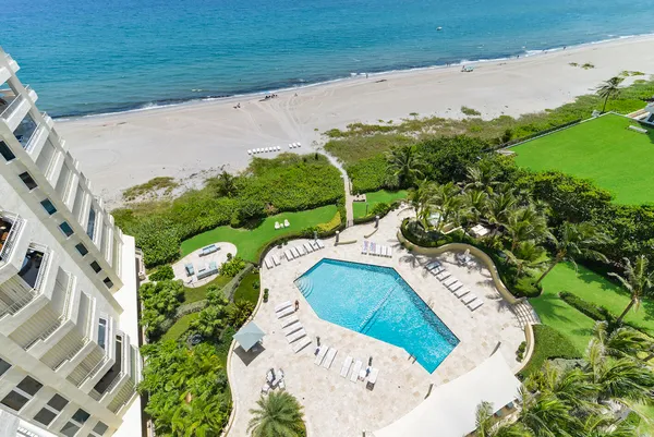 an aerial view of a house