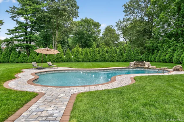 a view of swimming pool with a yard