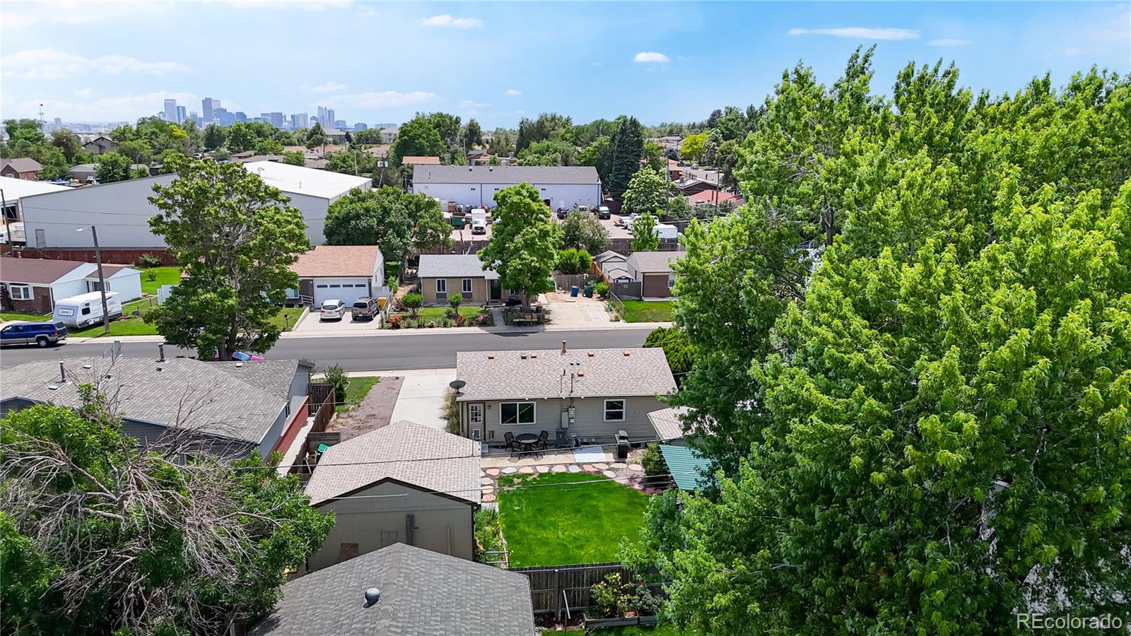 1741 West 55th Place Denver, CO 80221 - Photo 33 of 36 an aerial view of a house with yard swimming pool and outdoor seating