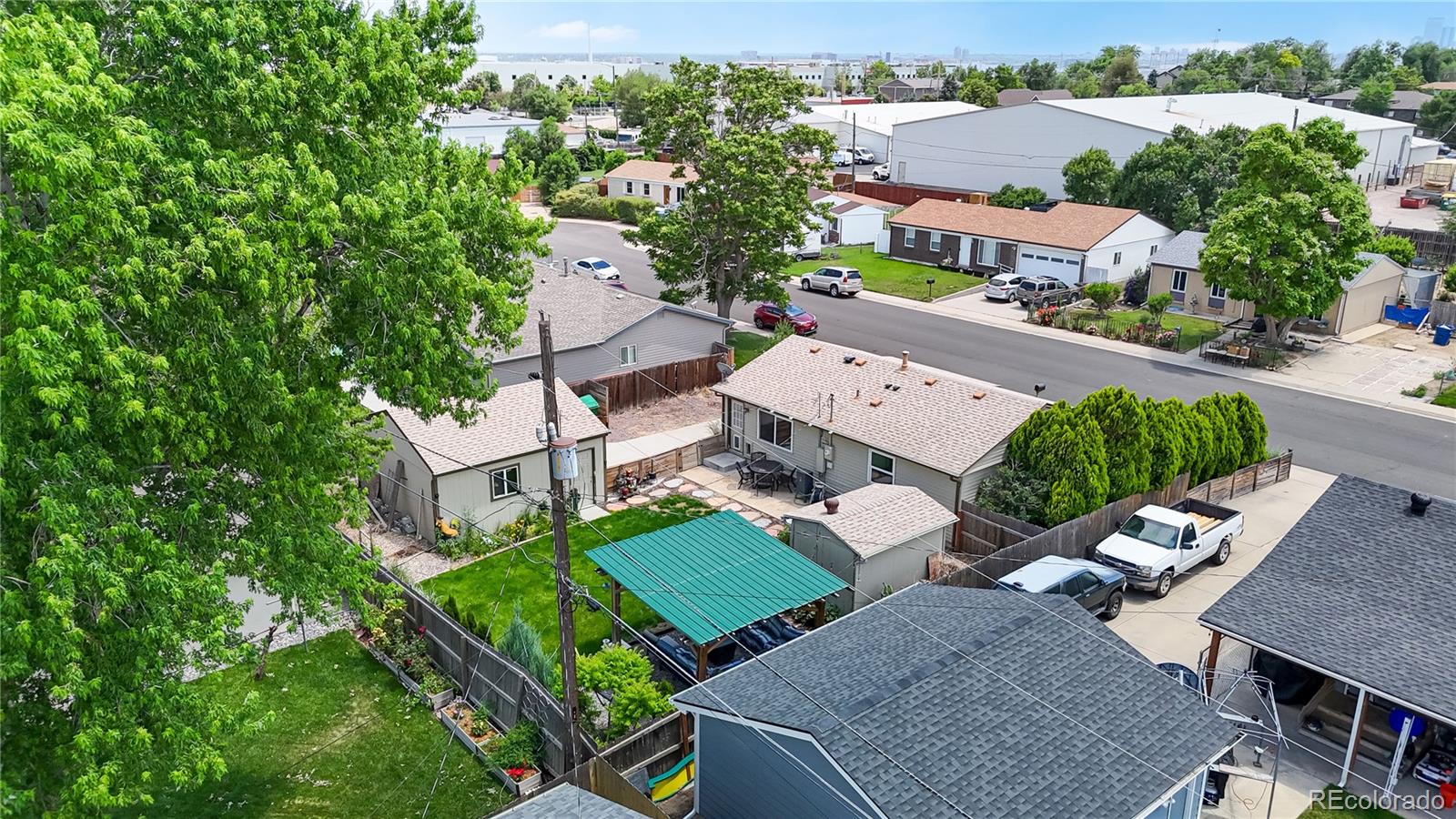 1741 West 55th Place Denver, CO 80221 - Photo 34 of 36 an aerial view of a house with a garden