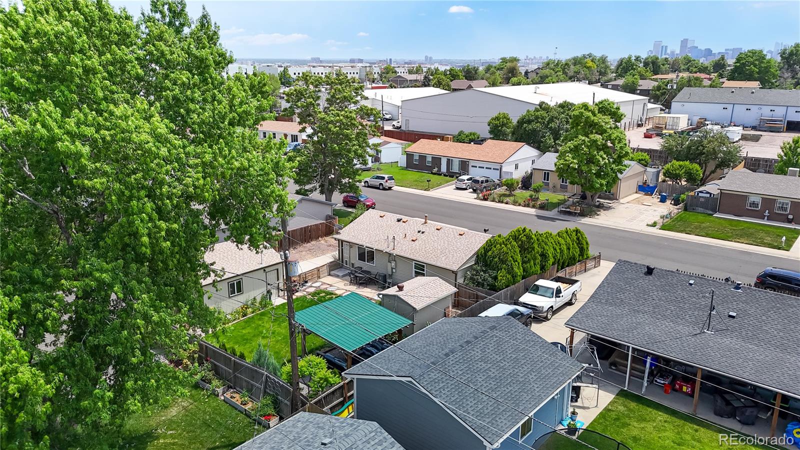 1741 West 55th Place Denver, CO 80221 - Photo 35 of 36 an aerial view of a house with garden space and street view