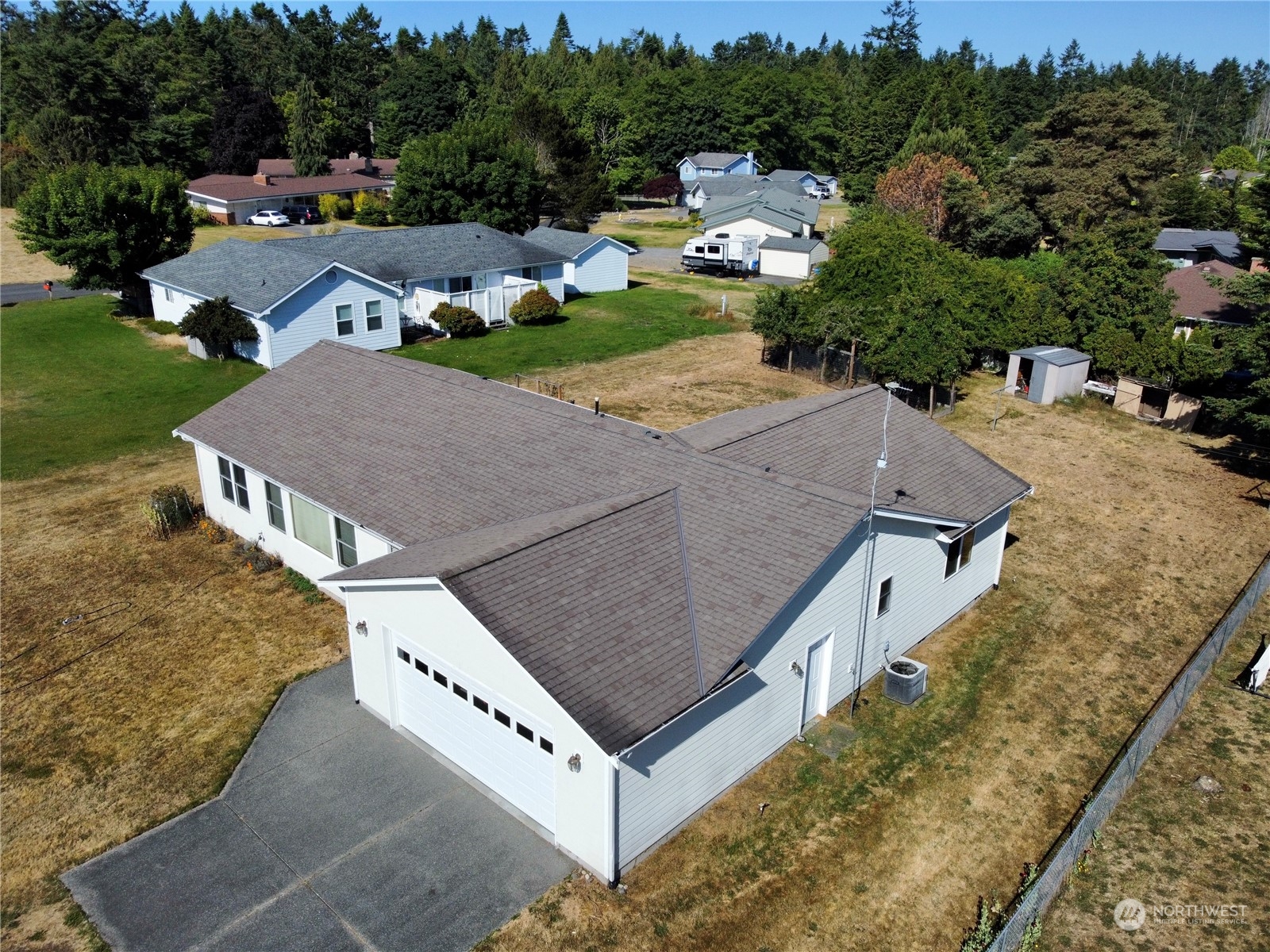 130 Cline Road Sequim, WA 98382 - Photo 6 of 35 an aerial view of a house with outdoor space