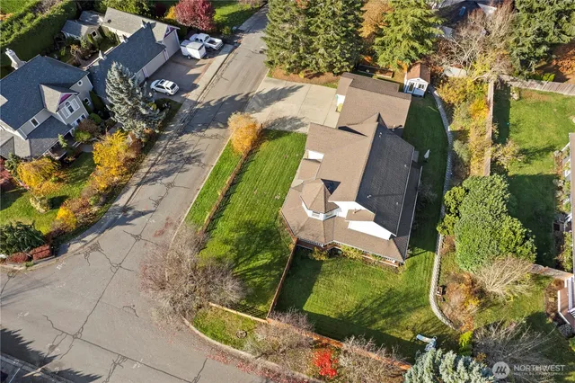 an aerial view of a house