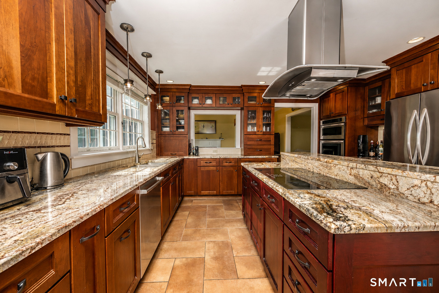 35 Anderson Lane Durham, CT 06422 - Photo 4 of 25 Custom kitchen with rich cherry cabinetry, granite countertops, center island, and premium stainless steel appliances.