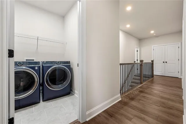 a view of a storage & utility room with wooden floor