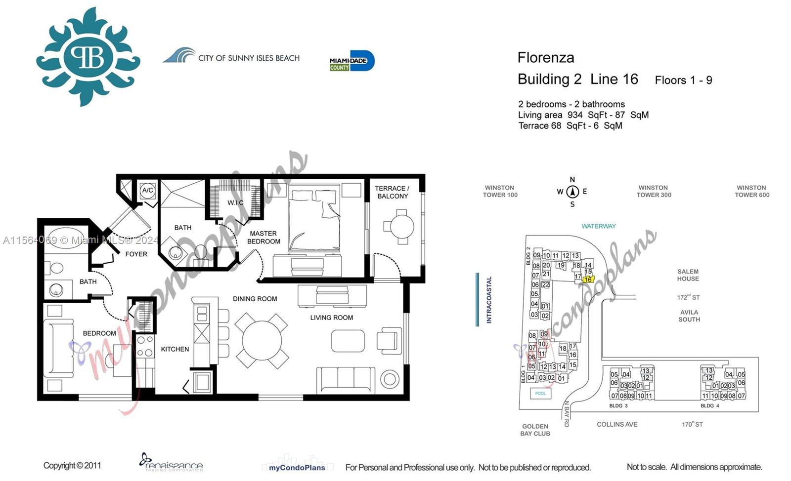 17150 North Bay Road, Unit 2216 Sunny Isles Beach, FL 33160 - Photo 46 of 46 a picture of a floor plan