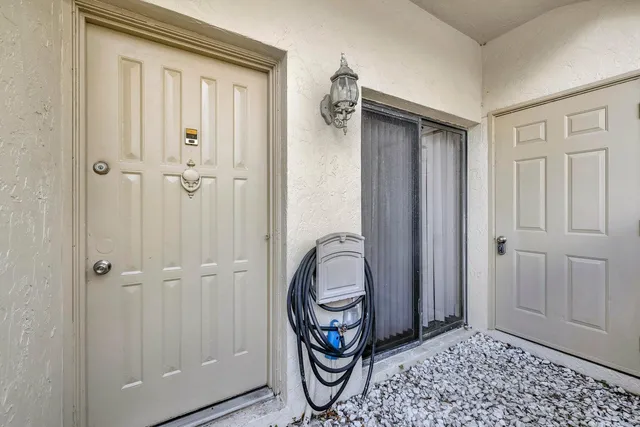 a view of a hallway with painted walls