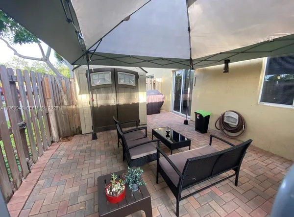 a living room with a couch and a table