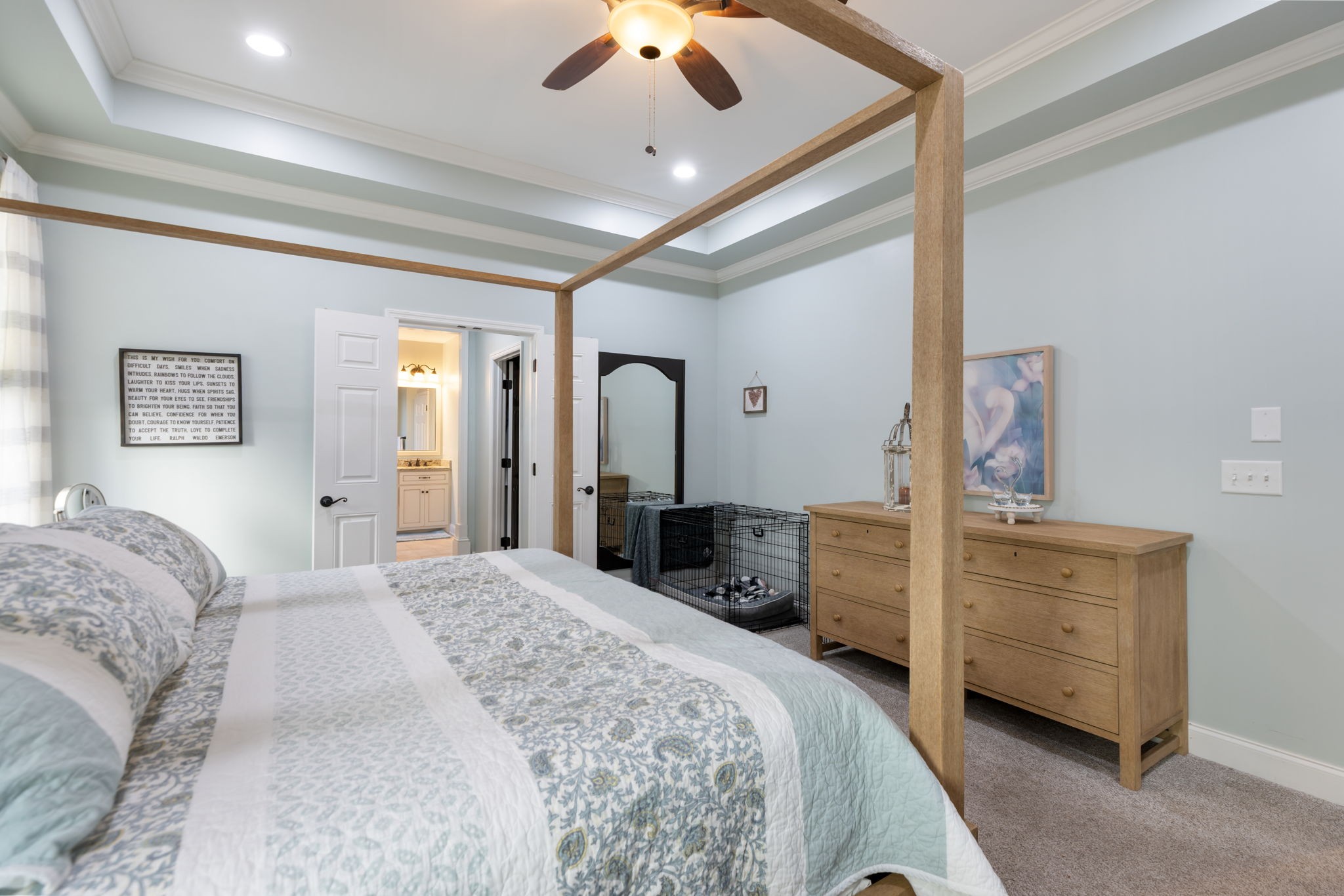 4120 Turnberry Road Spring Hill, TN 37174 - Photo 31 of 48 a spacious bedroom with a bed and a chandelier