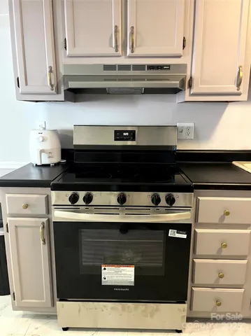a stove top oven sitting inside of a kitchen