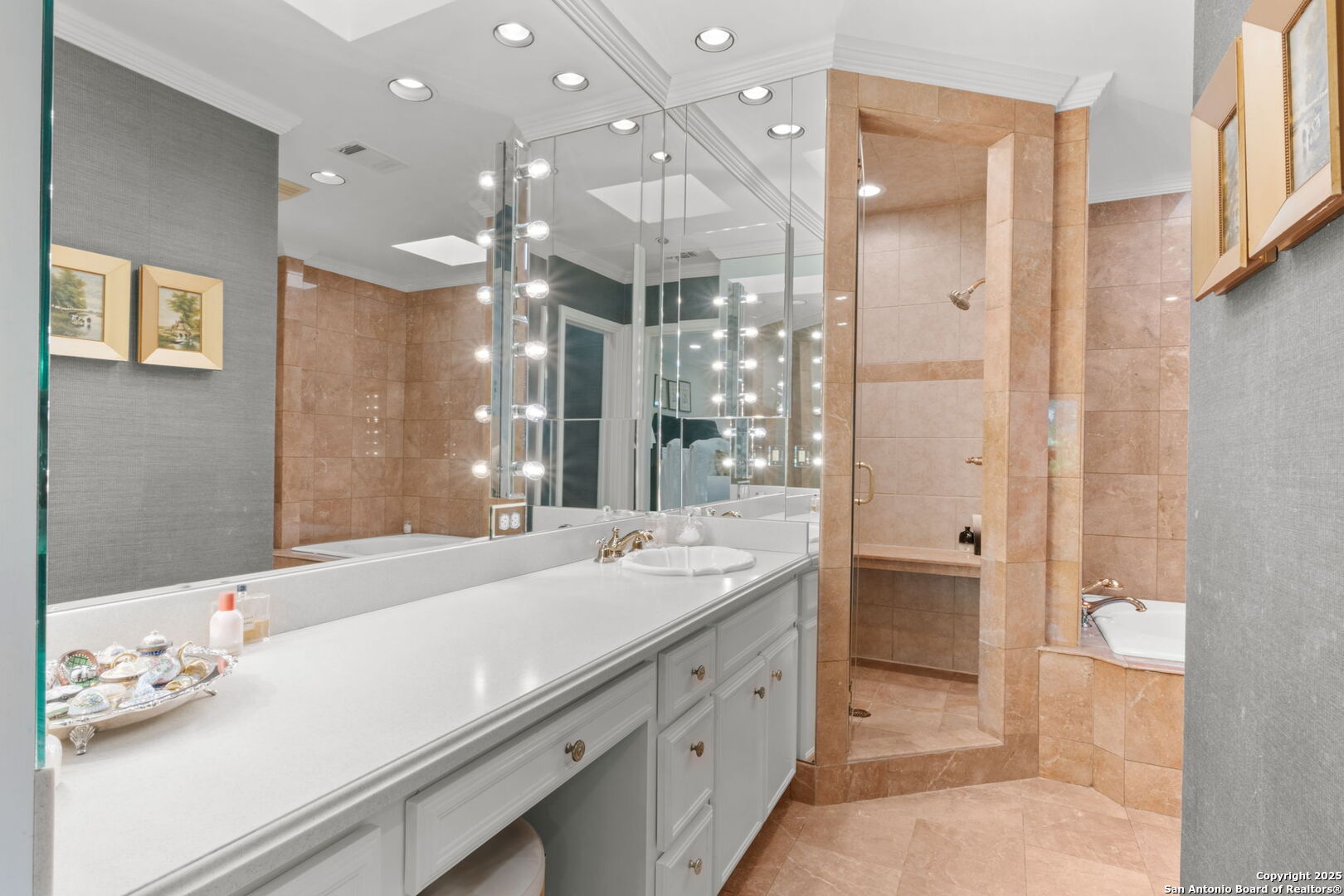 701 Ridgemont Avenue Terrell Hills, TX 78209 - Photo 23 of 48 a bathroom with a sink double vanity and a shower
