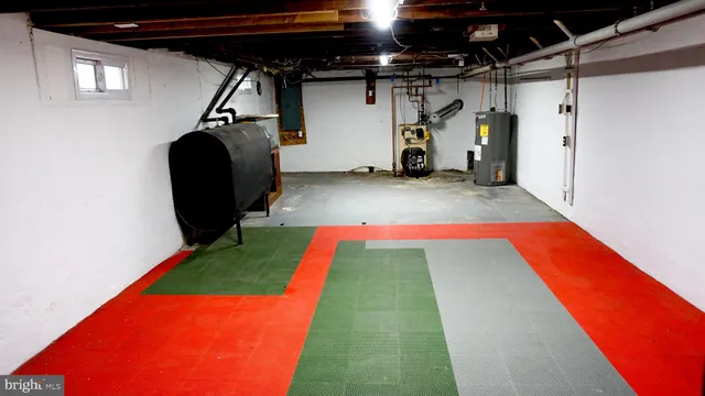 a view of a backyard with gym equipment
