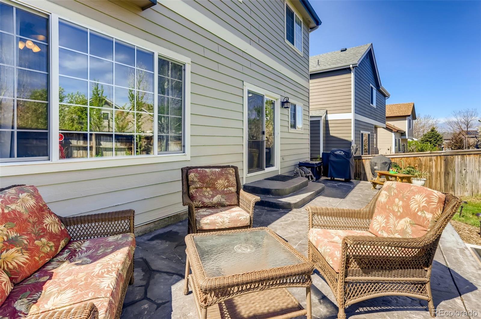 1091 Riddlewood Road Highlands Ranch, CO 80129 - Photo 22 of 26 a view of a patio with couches table and chairs and potted plants
