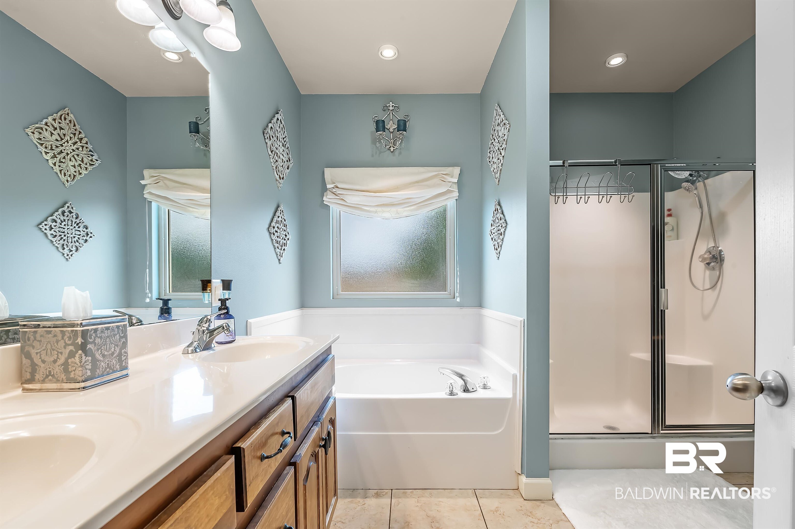 9376 Sable Court Daphne, AL 36526 - Photo 27 of 46 Bathroom with tile patterned flooring, independent shower and bath, and vanity