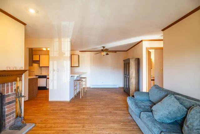 a living room with furniture and a rug