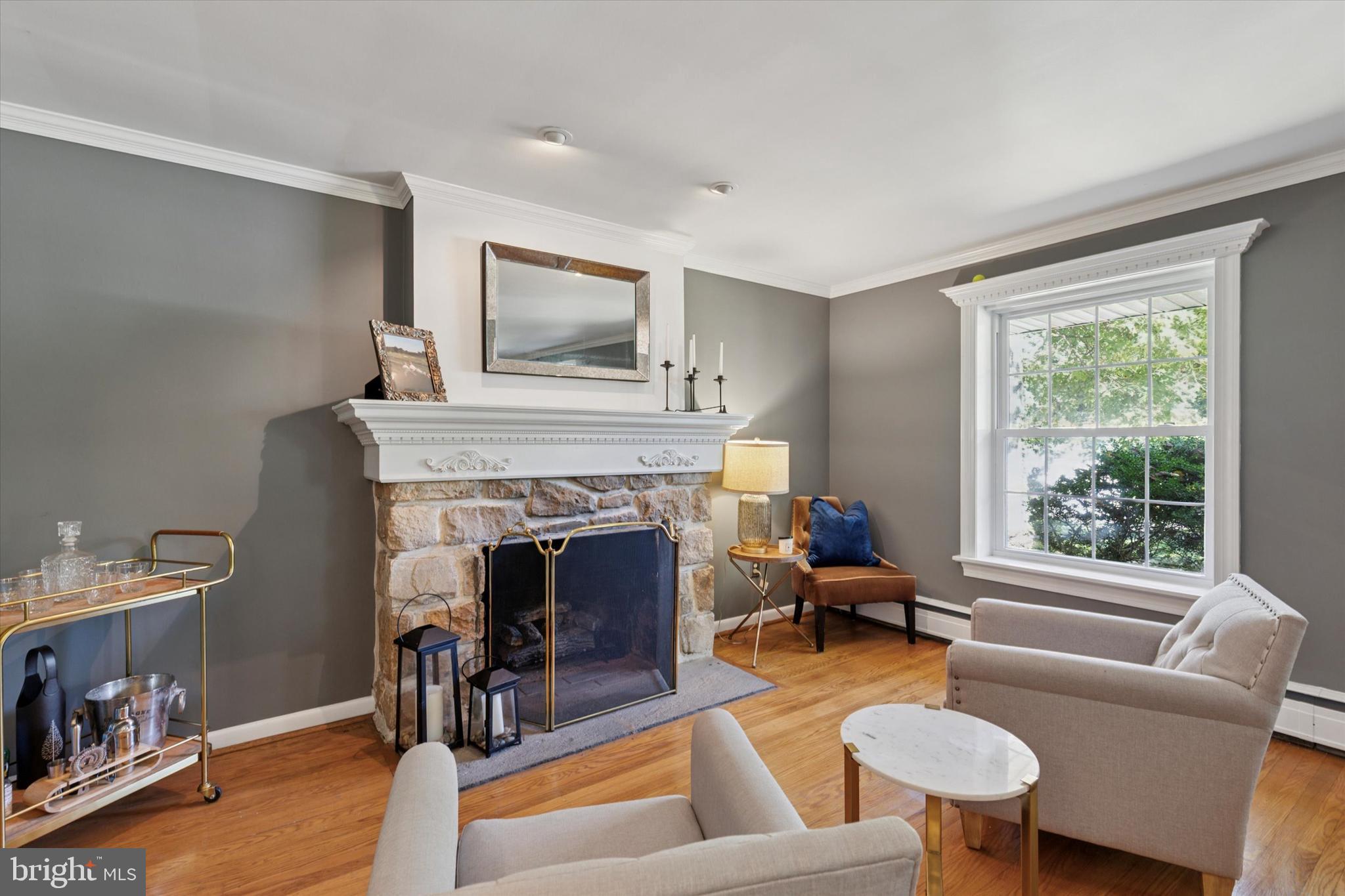 711 Custis Road Glenside, PA 19038 - Photo 3 of 53 a living room with furniture and a fireplace