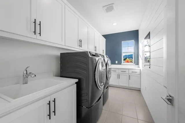 an aerial view of a swimming pool and mountain view