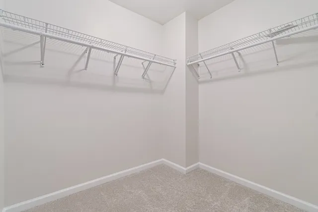 a view of a room with racks on the wall