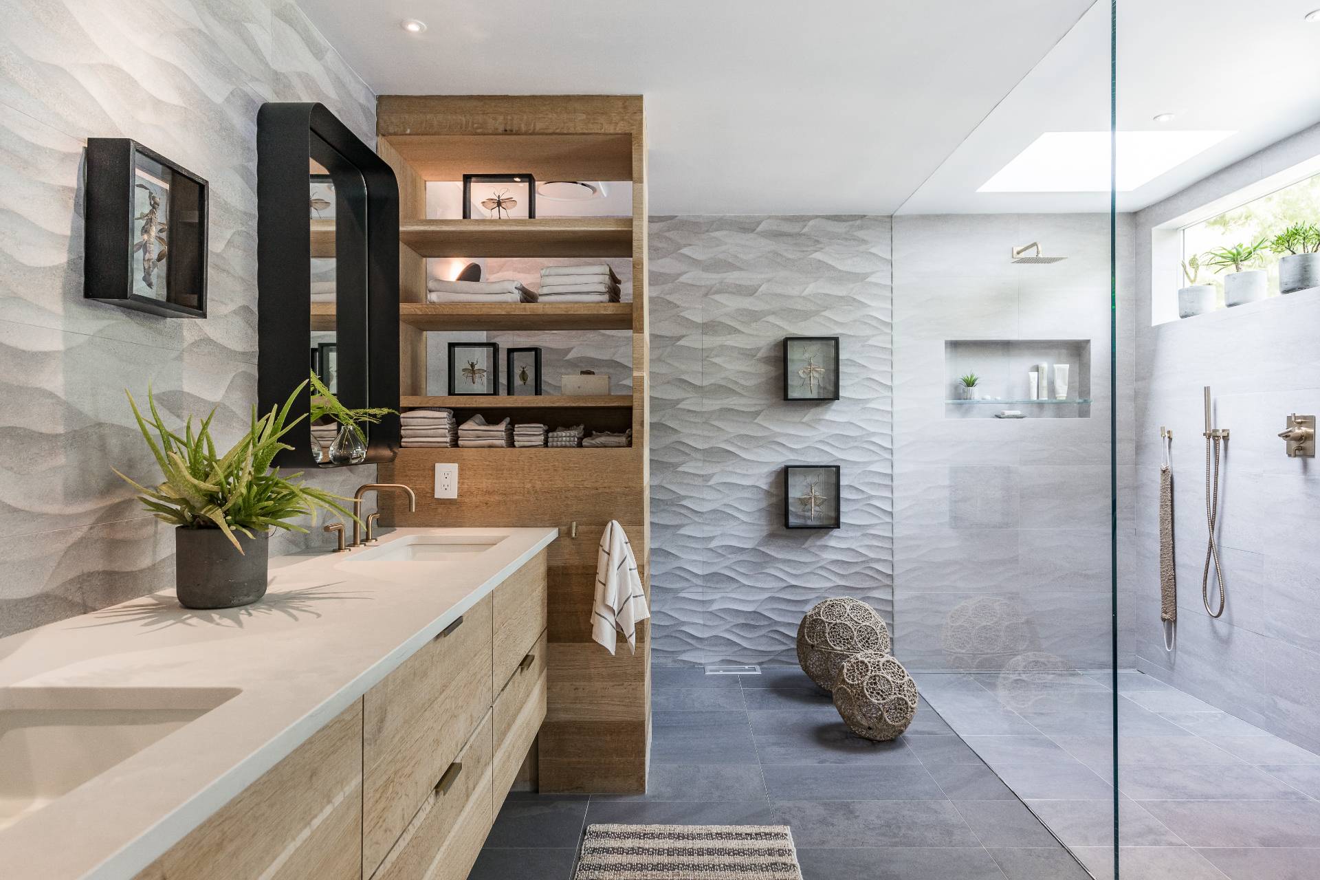 216 Bull Path East Hampton, NY 11937 - Photo 22 of 30 a bathroom with a sink a potted plant and a shower