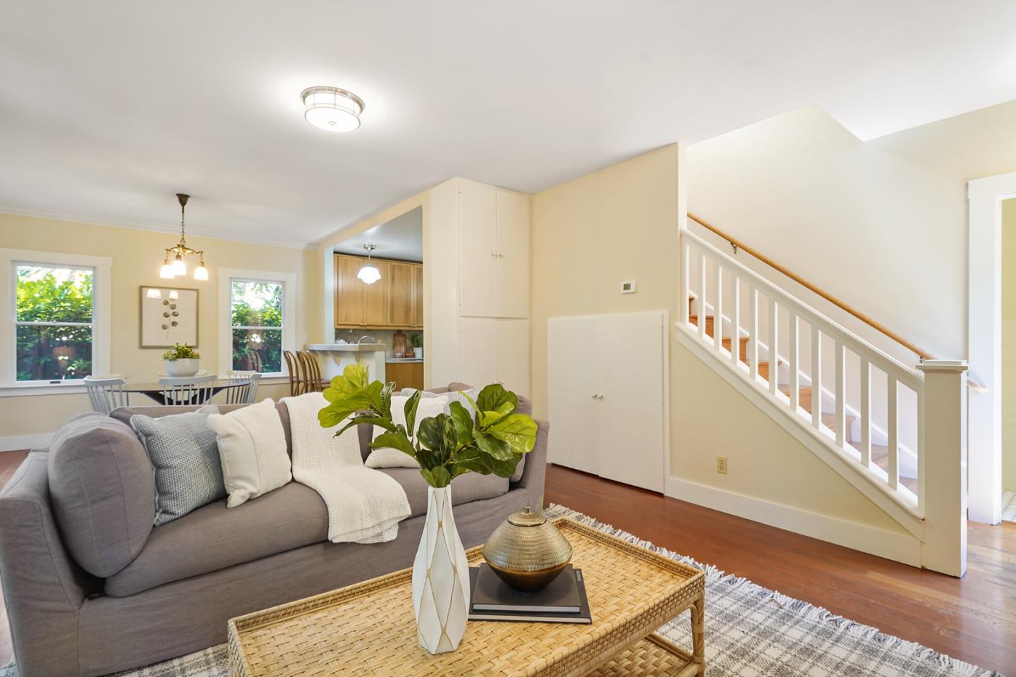 151 Melville Avenue Palo Alto, CA 94301 - Photo 20 of 51 a living room with furniture flowerpot and wooden floor