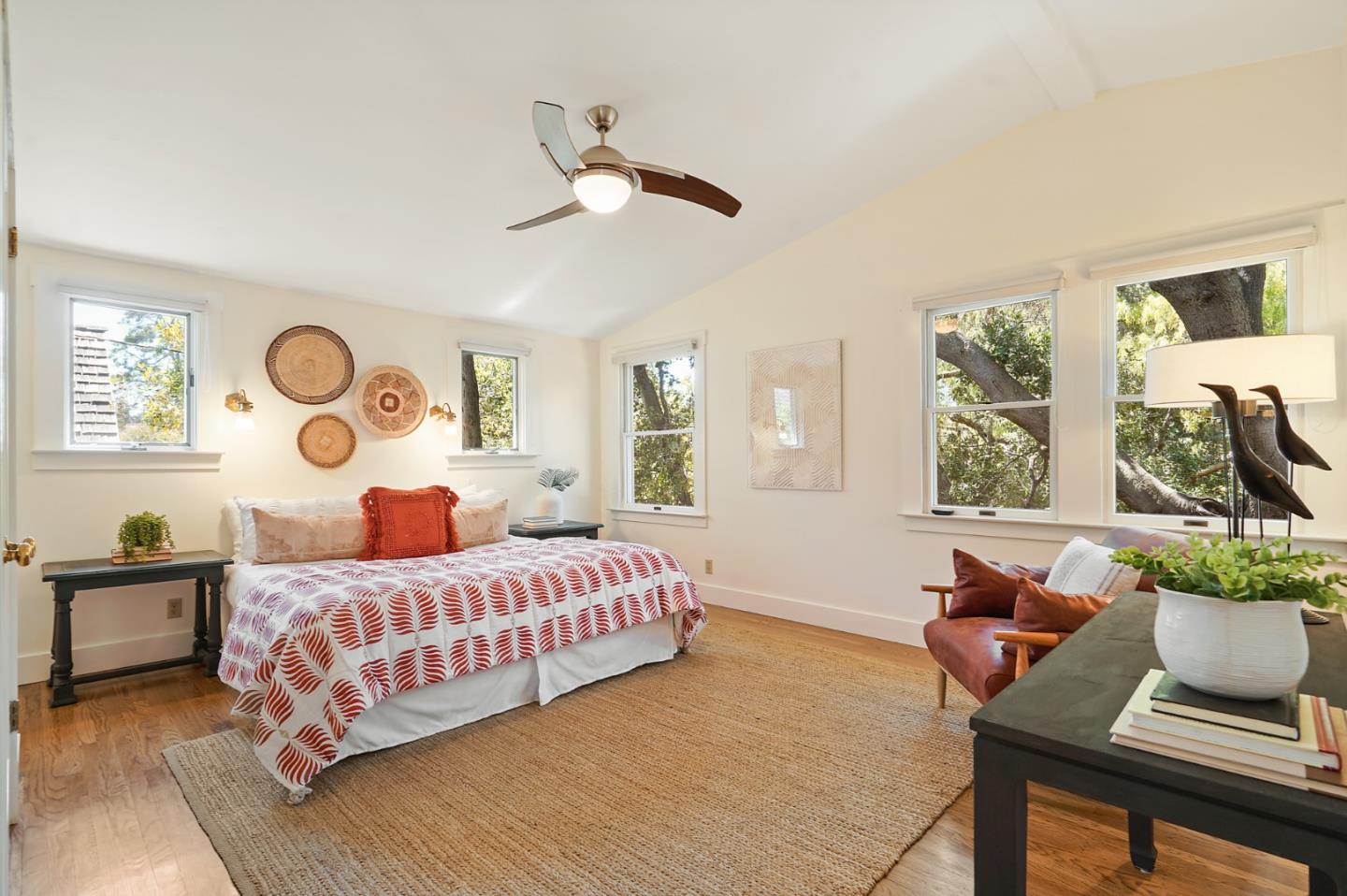 151 Melville Avenue Palo Alto, CA 94301 - Photo 23 of 51 a bedroom with a bed and wooden floor