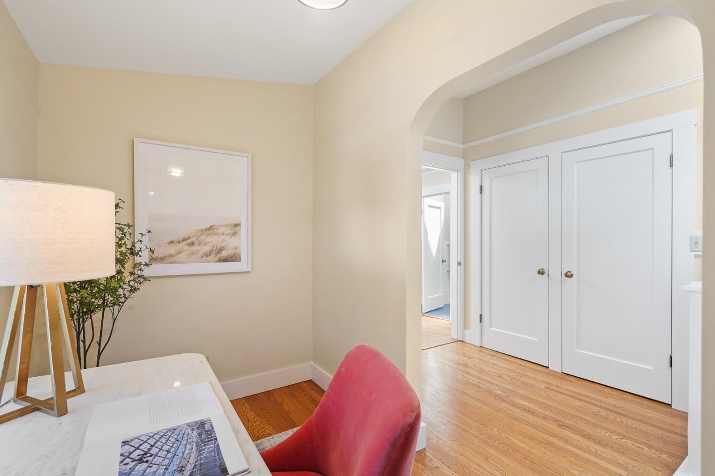 151 Melville Avenue Palo Alto, CA 94301 - Photo 32 of 51 a bedroom with a bed and wooden floor