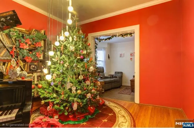 a living room with furniture and a rug