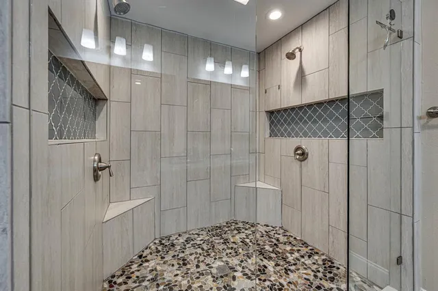 a bathroom with a shower