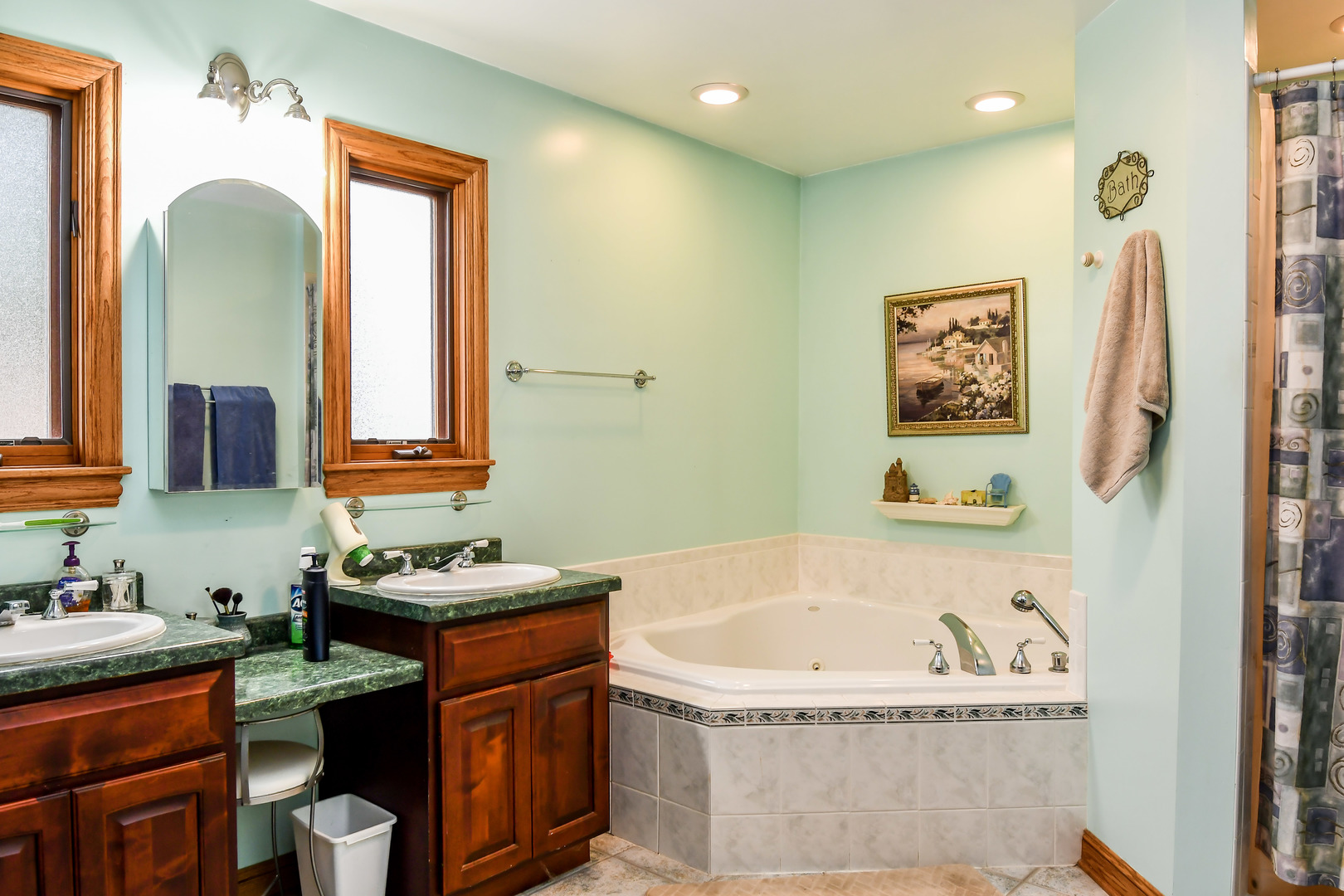 731 Spring Road Elmhurst, IL 60126 - Photo 18 of 23 a bathroom with a granite countertop tub sink and mirror