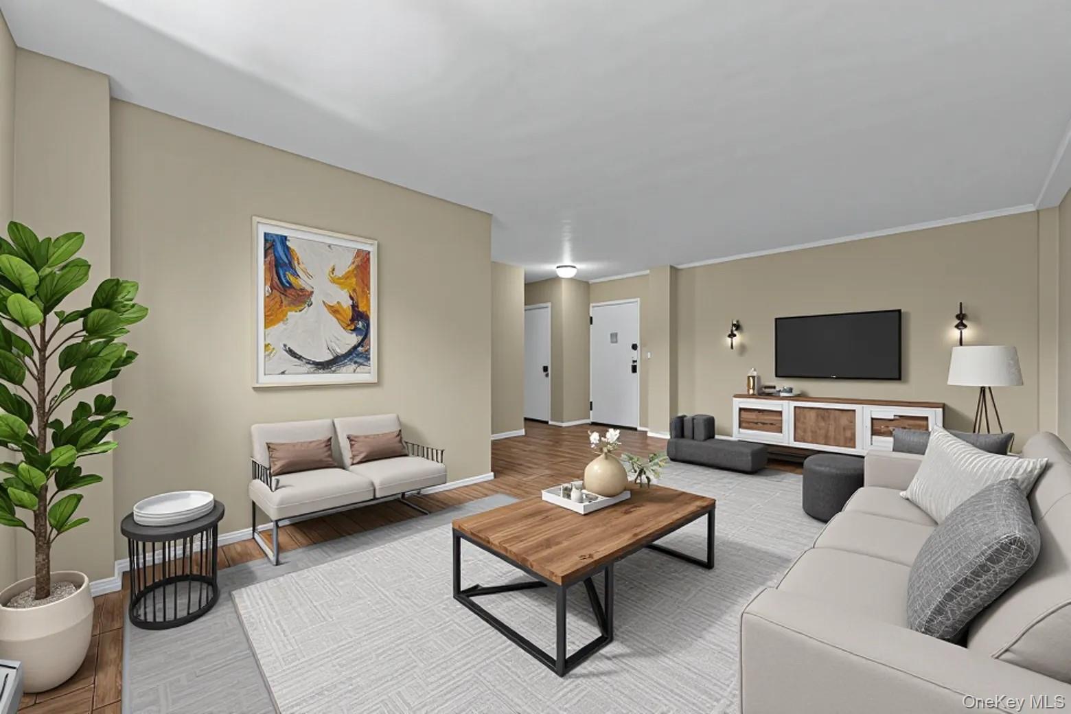 5500 Fieldston Road, Unit 4II Bronx, NY 10471 - Photo 2 of 17 a living room with furniture potted plant and a window