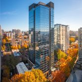 a view of a city with tall buildings