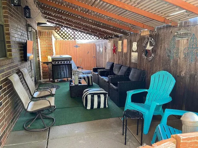 a outdoor living space with furniture