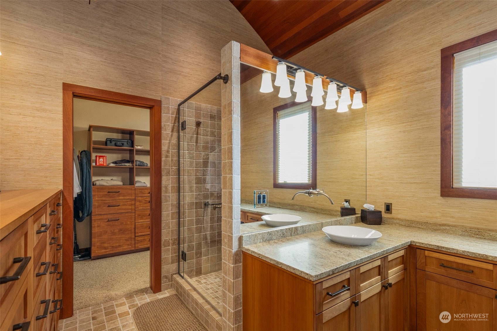 537 Jackson Street Port Townsend, WA 98368 - Photo 16 of 39 a bathroom with a sink shower and a mirror