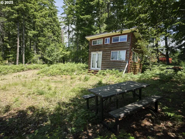 a backyard of a house with lots of green space