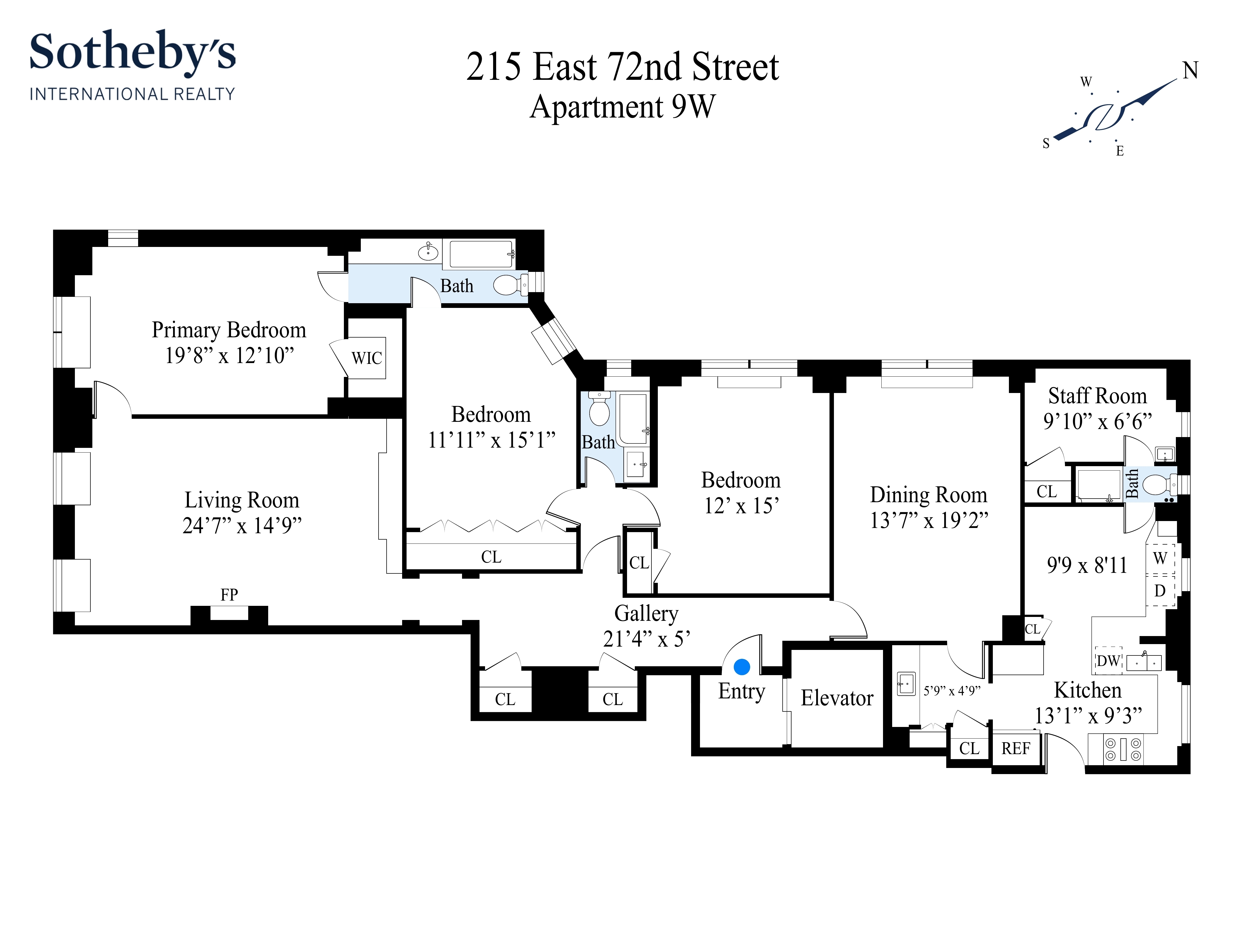 215 East 72nd Street, Unit 9W Manhattan, NY 10021 - Photo 15 of 15 a picture of a floor plan
